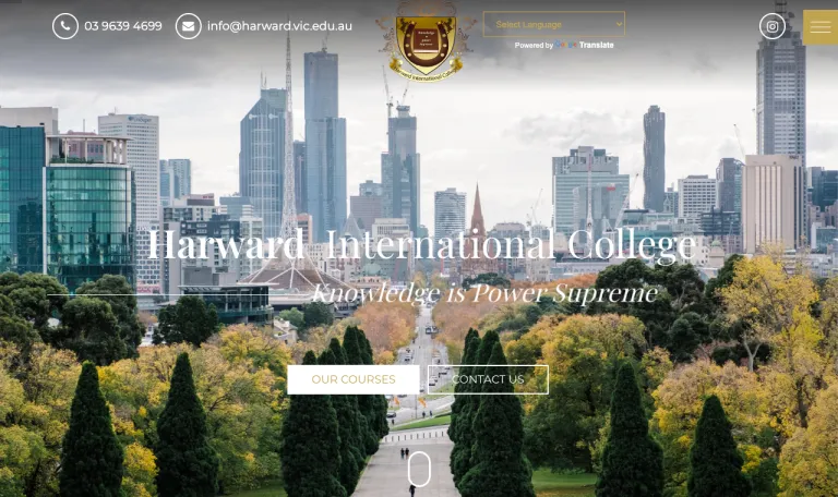 Harward International College website — live site