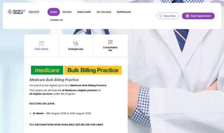 North End Medical Centre website — live site