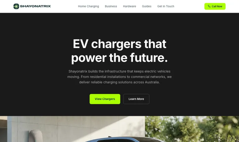 Shayonatrix EV chargers website — live at shayonatrix.com.au
